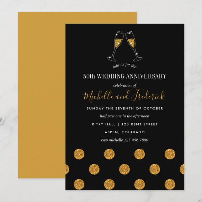 50th Golden Wedding Anniversary Invitation (Front/Back)