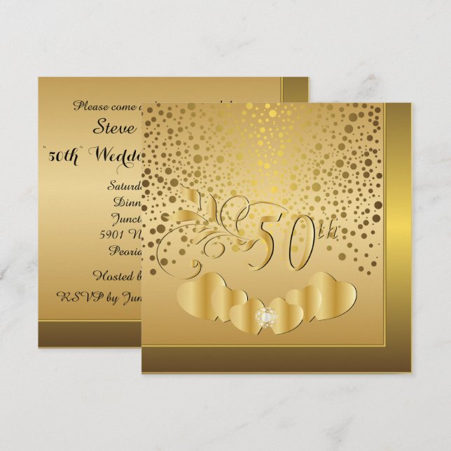 50th Golden Wedding Anniversary Invitation (Front/Back)