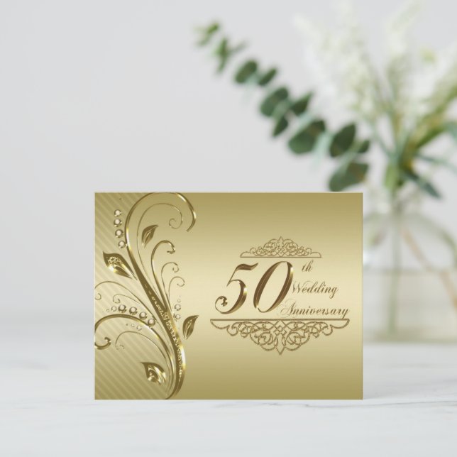 50th Golden Wedding Anniversary Invitation (Standing Front)