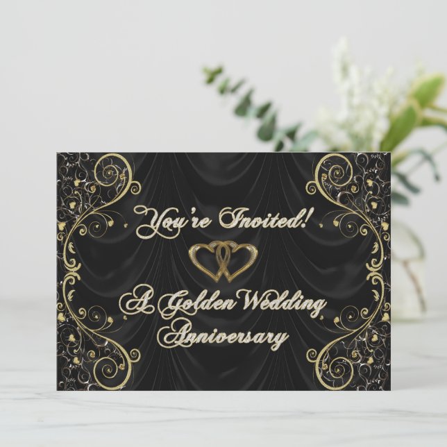 50th Golden Wedding Anniversary Invitation Card (Standing Front)