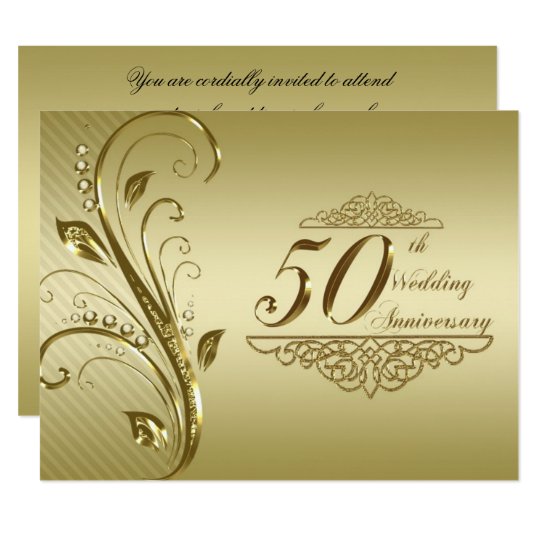 50th Golden  Wedding  Anniversary  Invitation  Card Zazzle co uk