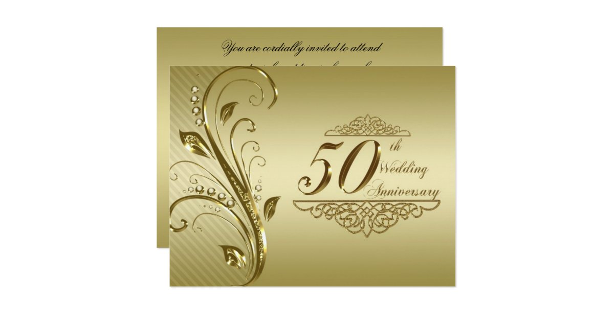 50th Golden  Wedding  Anniversary  Invitation Card  Zazzle  co uk