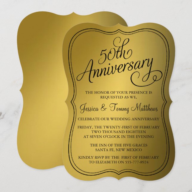 50th Golden Wedding Anniversary Invitations (Front/Back)