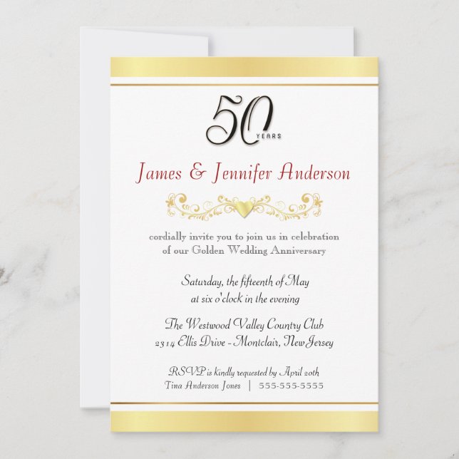50th Golden Wedding Anniversary Invitations (Front)