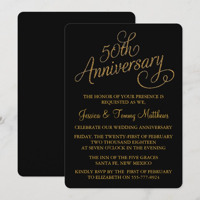 50th Golden Wedding Anniversary Invitations (Front/Back)