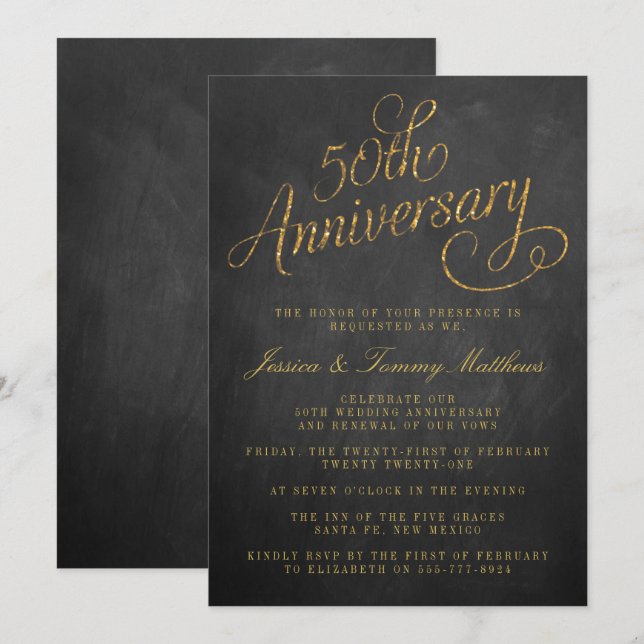 50th Golden Wedding Anniversary Invitations (Front/Back)