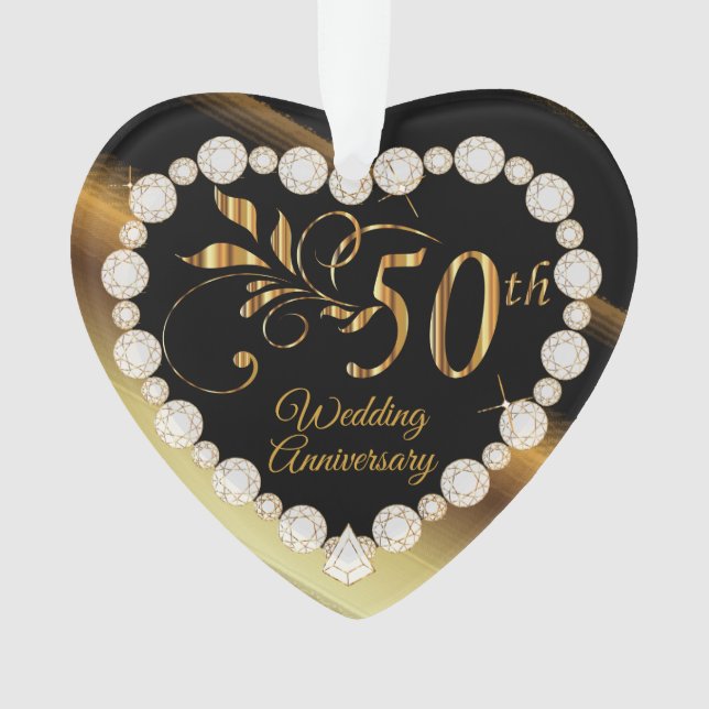 50th Golden Wedding Anniversary Keepsake Design Ornament (Front)
