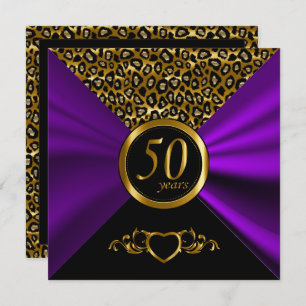 50th Golden Wedding Anniversary   Leopard Pattern Invitation