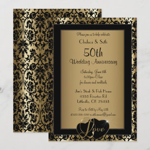 50th Golden Wedding Anniversary   Love Invitation