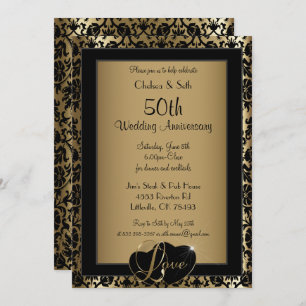50th Golden Wedding Anniversary Love Invitation