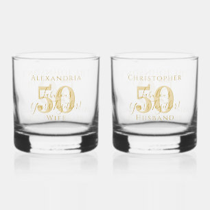 50th Golden Wedding Anniversary Matching Whiskey Glass