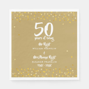 50th Golden Wedding Anniversary Mr Mrs Right Fun Napkin