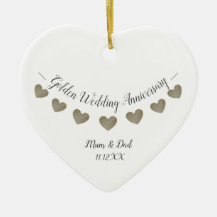50th Golden Wedding anniversary mum and dad  Ceramic Tree Decoration