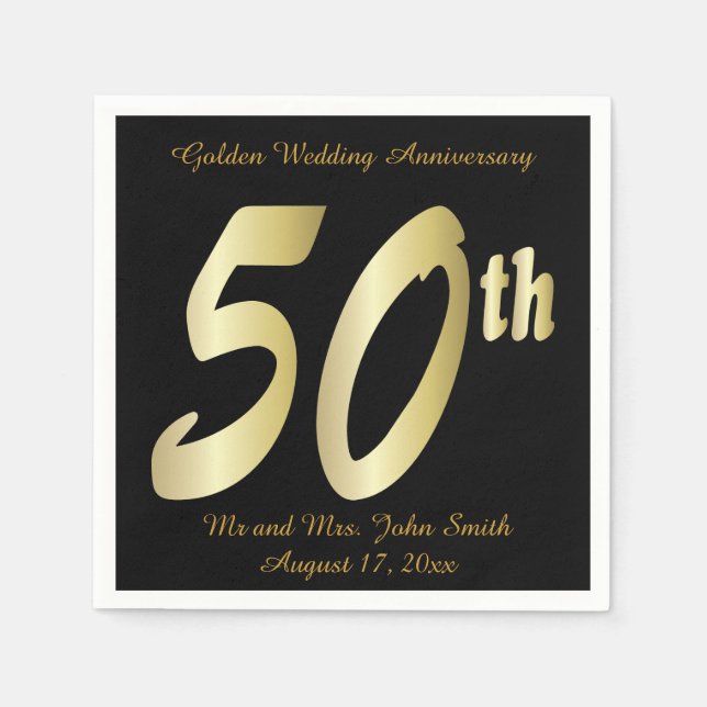 50th Golden Wedding Anniversary Napkin (Front)