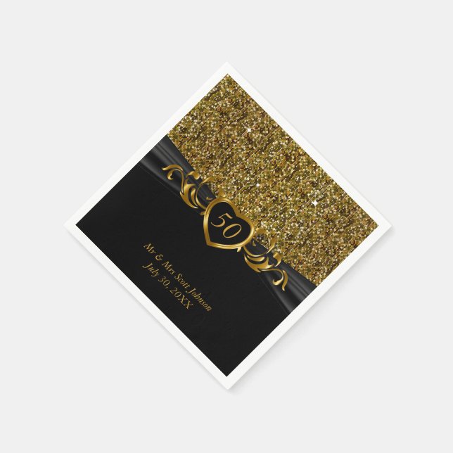 50th Golden Wedding Anniversary Napkin (Corner)