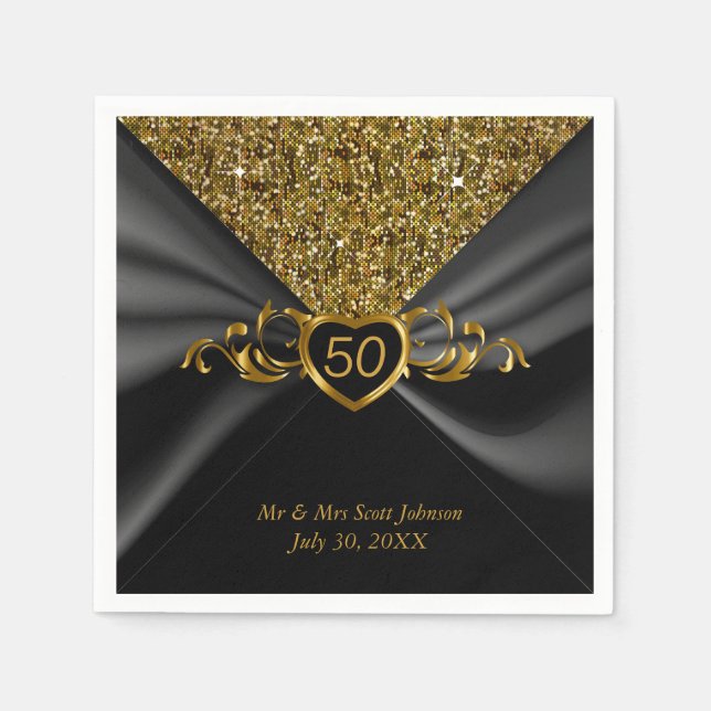 50th Golden Wedding Anniversary Napkin (Front)