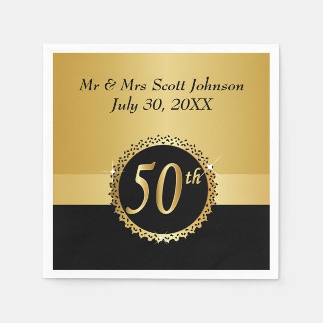 50th Golden Wedding Anniversary Napkin (Front)
