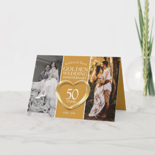 50th Golden wedding anniversary now and then photo Card