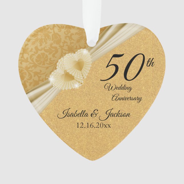 50th Golden Wedding Anniversary Ornament (Front)