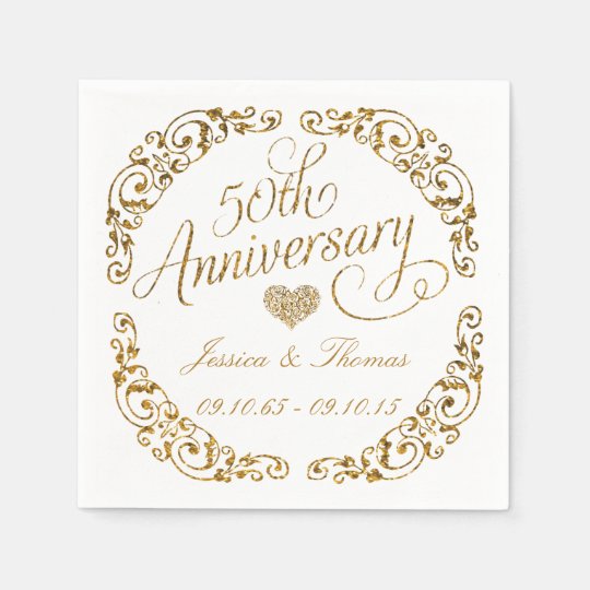 50th golden wedding anniversary paper napkins disposable napkin