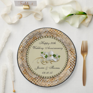 50th Golden Wedding Anniversary Paper Plate