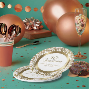 50th Golden Wedding Anniversary Paper Plate