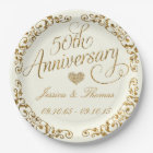 50th Golden Wedding Anniversary Paper Plate