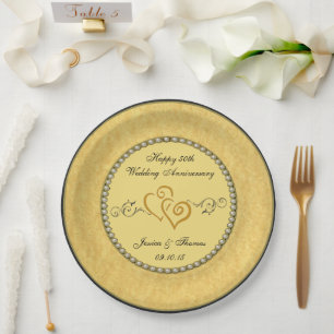 50th Golden Wedding Anniversary Paper Plate