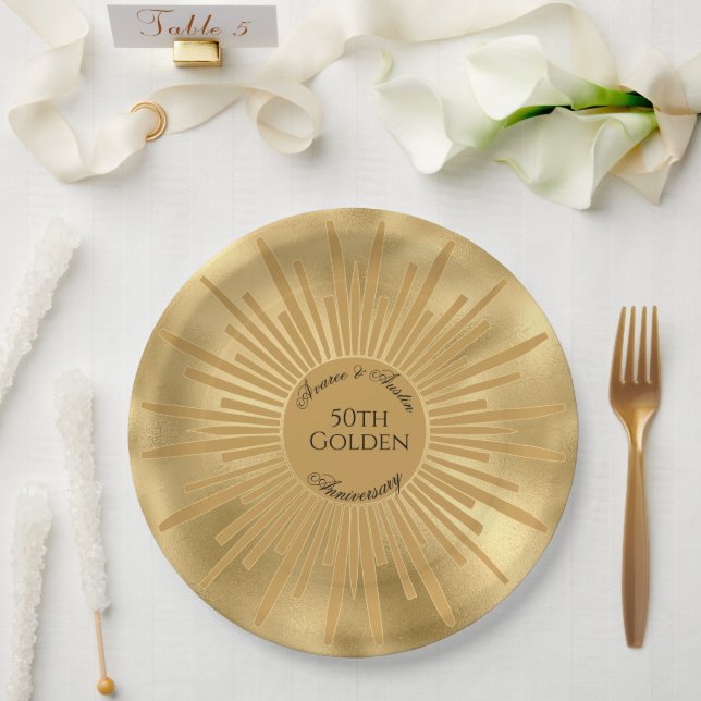 50th GOLDEN Wedding Anniversary  Paper Plate (Wedding)