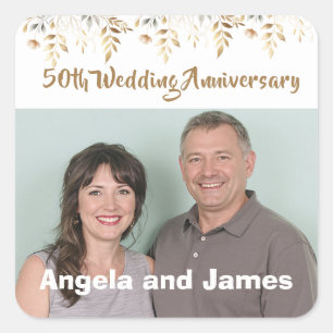 50th Golden Wedding Anniversary Party Celebration Square Sticker