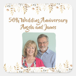 50th Golden Wedding Anniversary Party Celebration Square Sticker