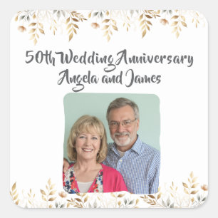 50th Golden Wedding Anniversary Party Celebration  Square Sticker
