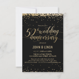 50th Golden Wedding Anniversary Party Invitation