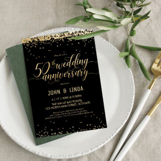 50th Golden Wedding Anniversary Party Invitation