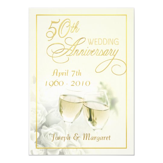 50th Golden  Wedding  Anniversary  Party Invitations  Zazzle 