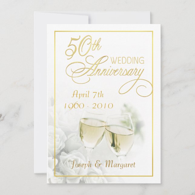 50th Golden Wedding Anniversary Party Invitations (Front)
