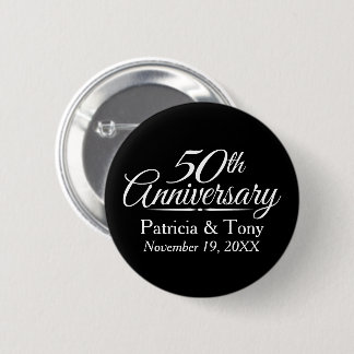 50th Golden Wedding Anniversary Personalised 6 Cm Round Badge