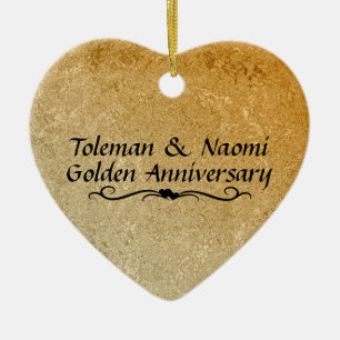 50th Golden Wedding Anniversary   Personalised Ceramic Tree Decoration