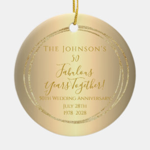 50th Golden Wedding Anniversary Personalised Ceramic Tree Decoration