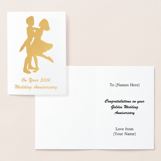 50th (Golden) Wedding Anniversary - Personalised Foil Card (Display)