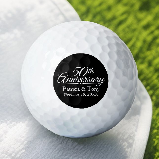 50th Golden Wedding Anniversary Personalised Golf Balls (Personalized Golf Ball - Add Your Monogram for a Wedding Anniversary Favor)