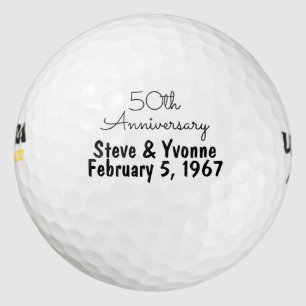 50th Golden Wedding Anniversary Personalised Golf Balls
