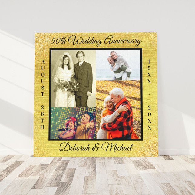 50th Golden Wedding Anniversary Personalised Photo Canvas Print (Creator Uploaded)