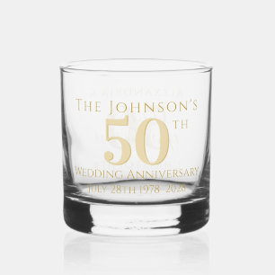 50th Golden Wedding Anniversary Personalised Whiskey Glass