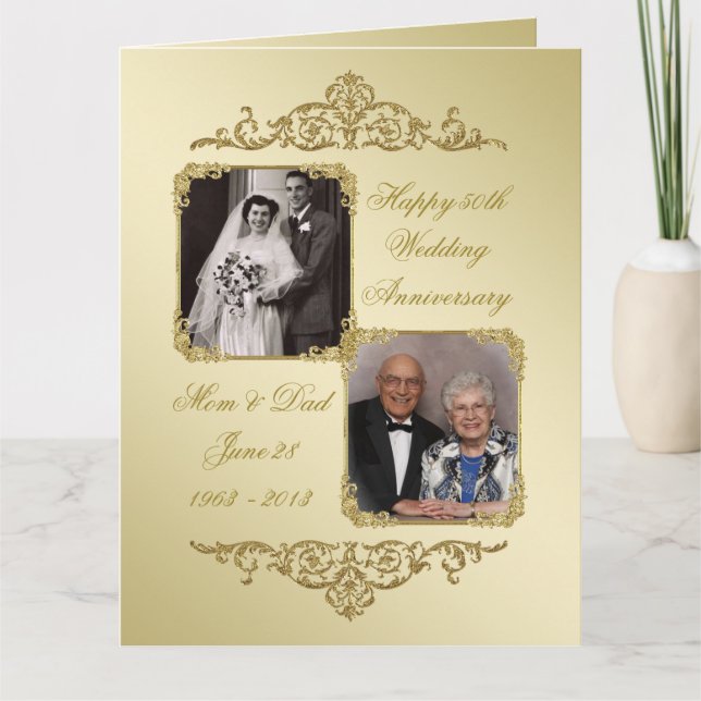 50th Golden Wedding Anniversary Photo 8.5 x 11 Card (Front)