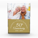 50th Golden Wedding Anniversary Photo Block<br><div class="desc">This chic 50th golden wedding anniversary keepsake can be personalised with the photo,  names and anniversary dates of the special couple. Designed by Thisisnotme©</div>