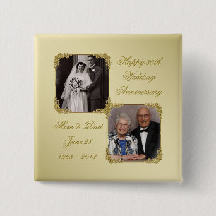 50th Golden Wedding Anniversary Photo Button
