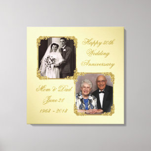 50th Golden Wedding Anniversary Photo Canvas Print