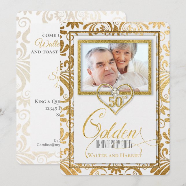 50th Golden Wedding Anniversary Photo Invitation (Front/Back)