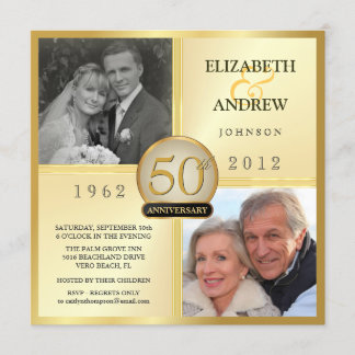 50th Golden Wedding Anniversary Photo Invitations